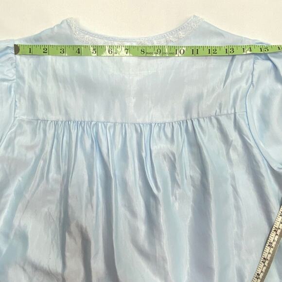 Vintage Lace Pajama Top Wmns Small Pastel Blue Embroidered Long Slv Barbizon 80s - Picture 11 of 13